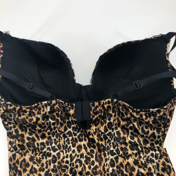 BRAND NEW Leopard Print Fitted Slip Dress Bustier Padded Bra Size 38D - Picture 6 of 6